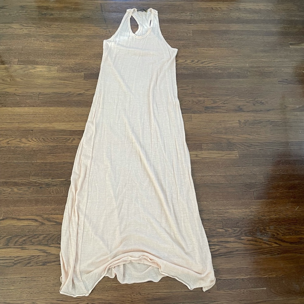 👀JEAN COLONNA Pale Blush Pinkish Nudish 100% Cashmere Maxi Dress